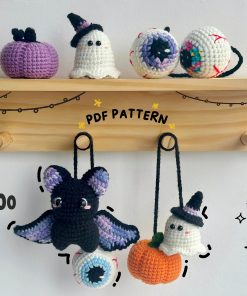 Bundle Halloween Car Hanging, Ghost, Bat, Eyes, Pumpkin Crochet Pattern, Halloween Crochet Patterns