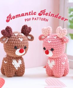 Romantic Reindeer Crochet Pattern, Plushie Reindeer Crochet Pattern, Amigurumi Crochet Pattern, Valentine Crochet Pattern