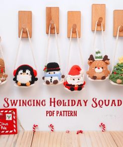Swinging Holiday Squad Crochet Patterns, Christmas Car Hanging Crochet Pattern, Christmas Holiday Crochet Patterns