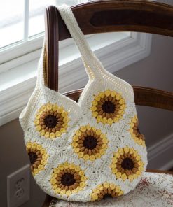 Crochet Bag Pattern, Granny Square Crochet Pattern, Crochet Sunflower purse pattern, Instant Download PDF