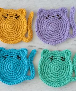 Crochet Cat Coasters Pattern, Crochet Coasters Pattern, PDF Download